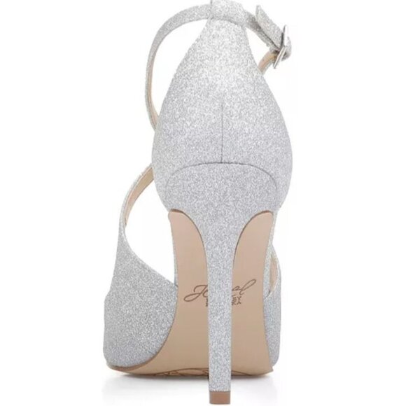 Jewel Badgley Mischka Jonna Glitter Ankle strap D'Orsay Heels in White, 9.5, NWB - Picture 3 of 12